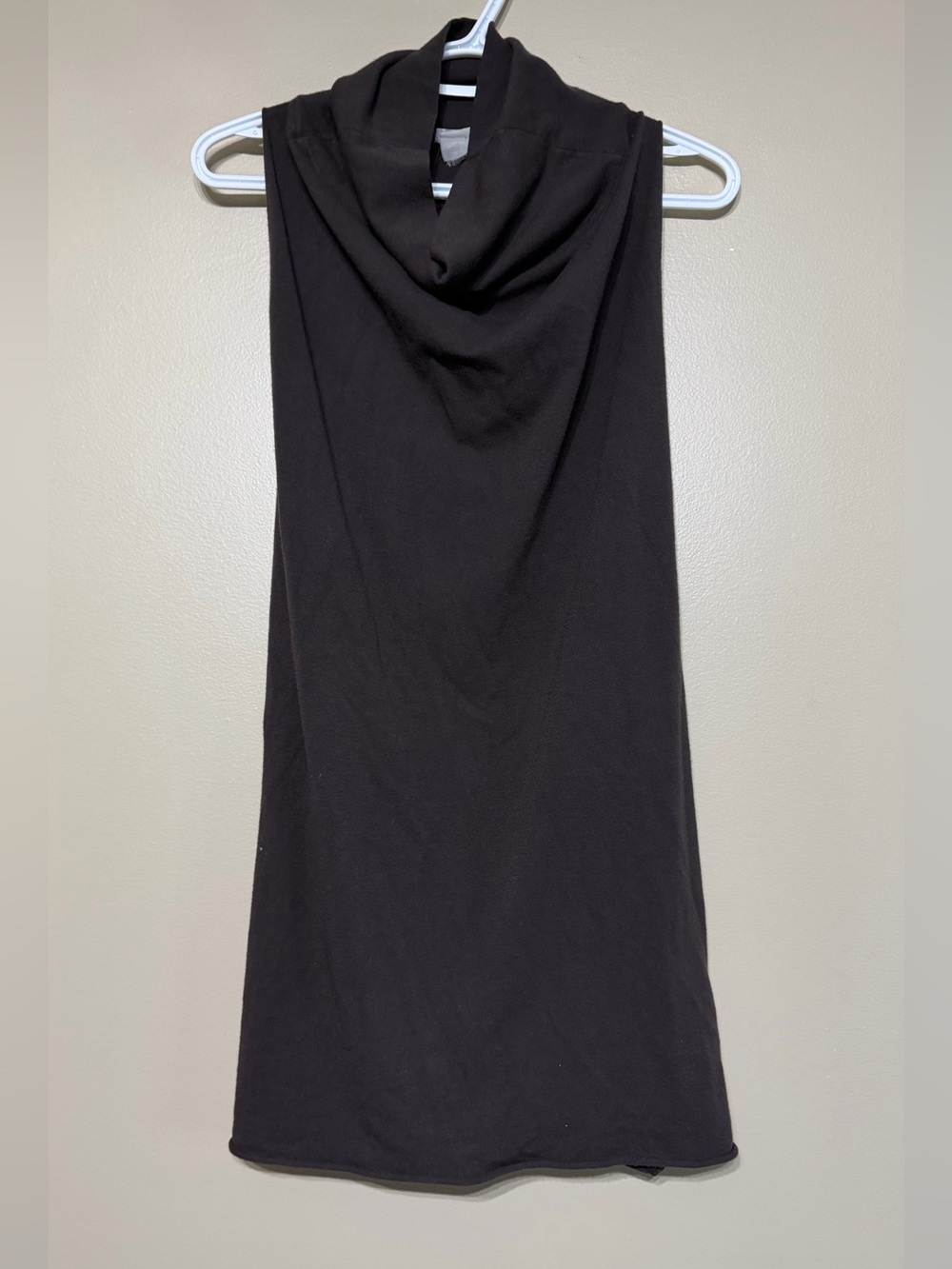 Vintage Y2K Sarah Pacini Brown Draped Cowl Neck Long Sleeveless Tunic Top